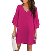 V Neck Bell Sleeve Dress