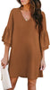 V Neck Bell Sleeve Dress