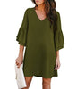 V Neck Bell Sleeve Dress